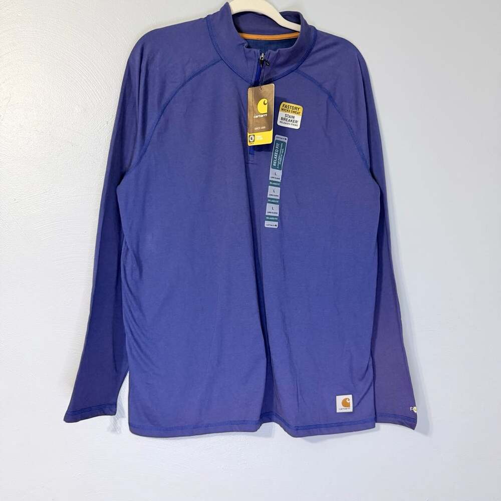 Carhartt Force Relaxed Fit Long-Sleeve Quarter-Zip Mock-Neck Pullover Blue L